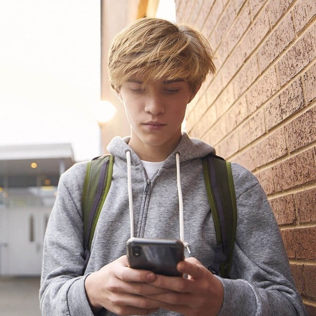 student using device