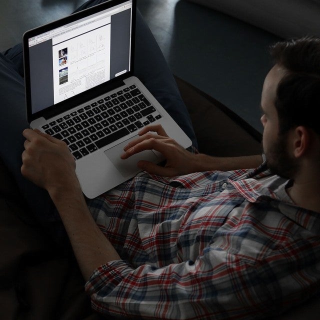 person using laptop