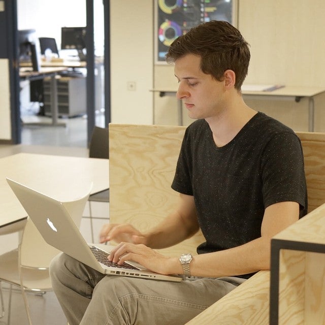 student using laptop