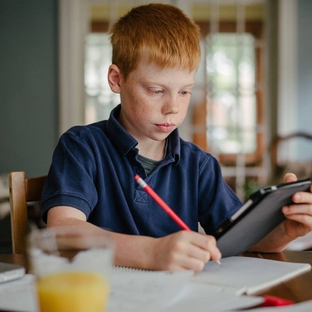 student doing school work
