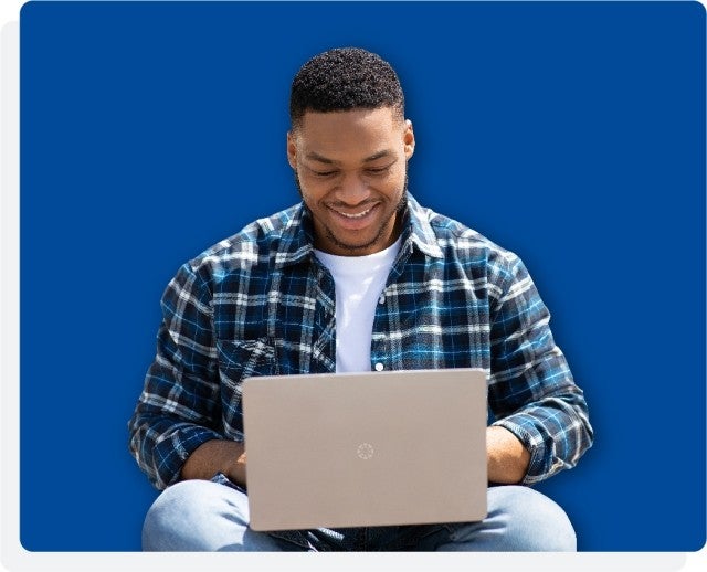 student using laptop
