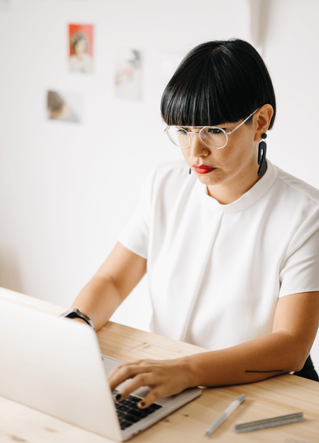 Woman working on laptop