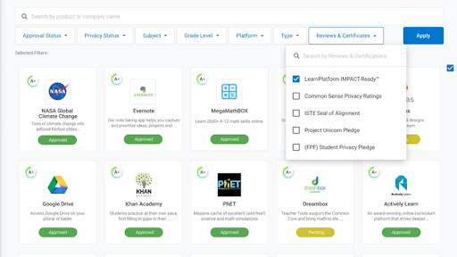 LearnPlatform Impact Ready checkbox