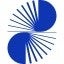 Blue logo that looks like moving circles