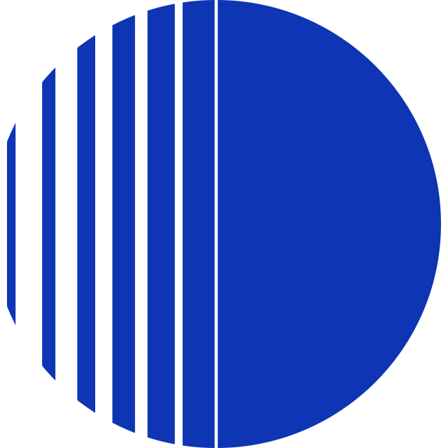 A blue circle with white lines bisecting it