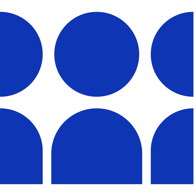 Three blue people shapes
