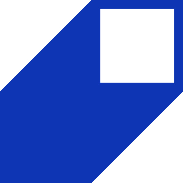 A white square in a blue square