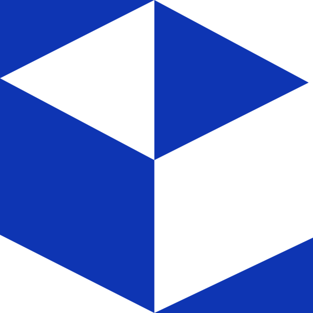 A blue and white 3D cube image