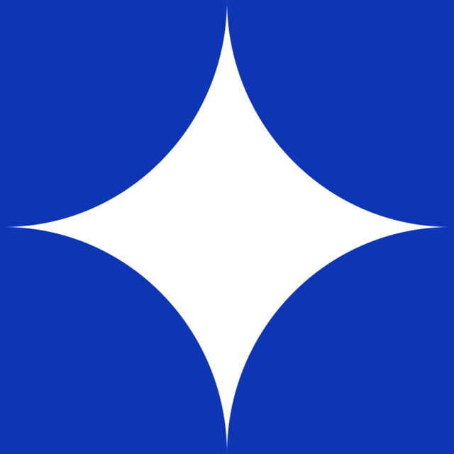 A white square with four blue circles in the corners