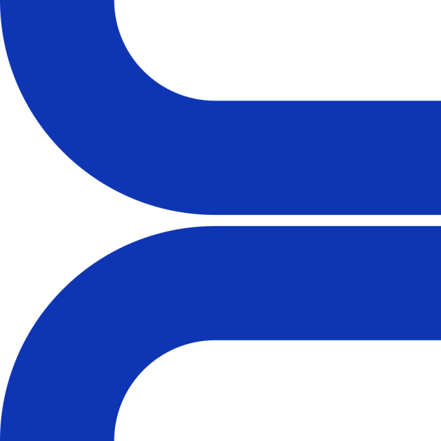 A white square with two blue lines crossing through the space