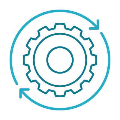 A gear icon symbolizing automation