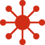 red dots connecting to center dot
