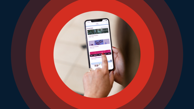 A person holds a smartphone, highlighted by a red circle around it, emphasizing the device's importance.