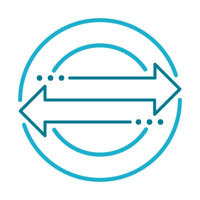 Directional arrows symbolizing an exchange