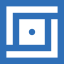 A small blue dot in the middle of a a blue square outline