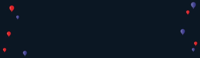 Dark blue background with red and light blue balloons